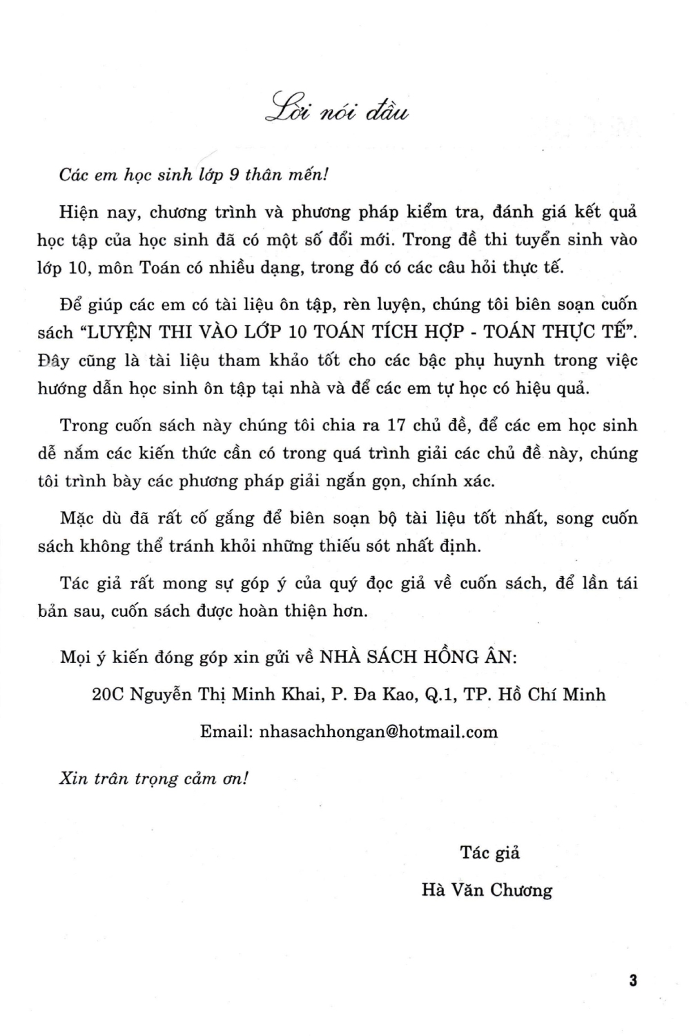 LUYỆN THI VÀO LỚP 10 TOÁN TÍCH HỢP - THỰC TẾ (Dùng cho các bộ SGK hiện hành)